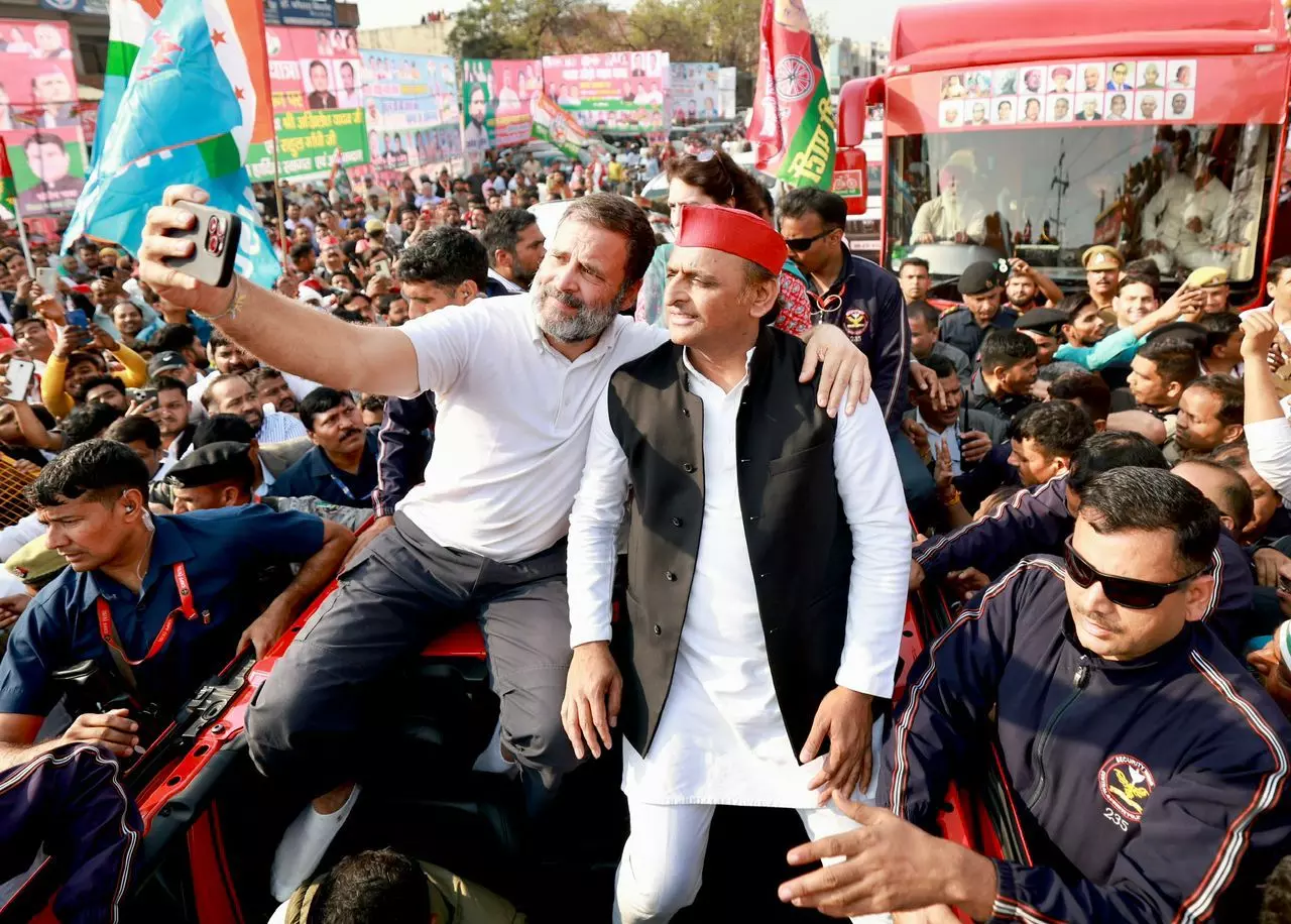 Akhilesh joins Rahul’s Nyay Yatra, Congress says INDIA janbandhan locked and loaded