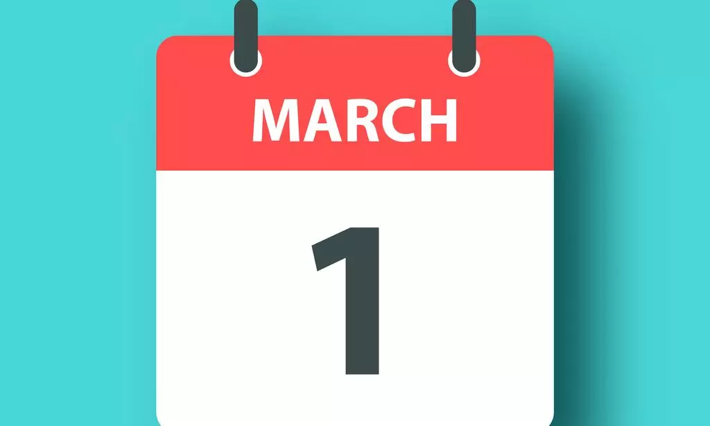 March 1 on calendar