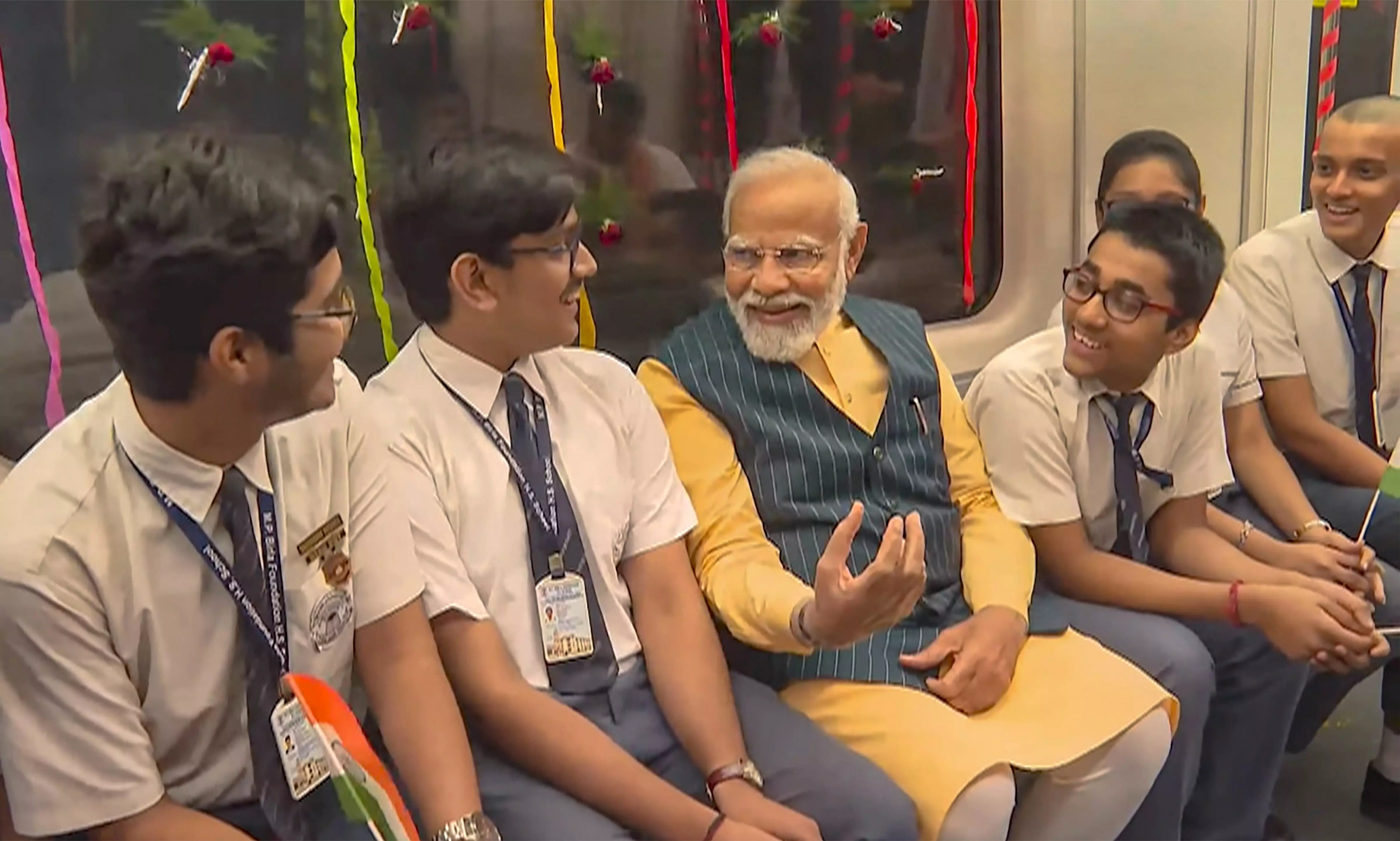 PM Modi unveils Kolkata Metro’s underwater stretch, takes ride with schoolkids