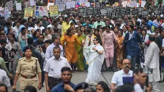 Day after PMs attack, Mamata marches with Sandeshkhali women in Kolkata