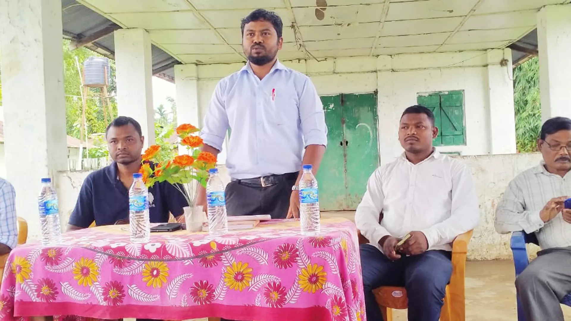 All Adivasi Students’ Association of Assam vice president Ignatius Topno addressing a gathering over ST status for the community. 