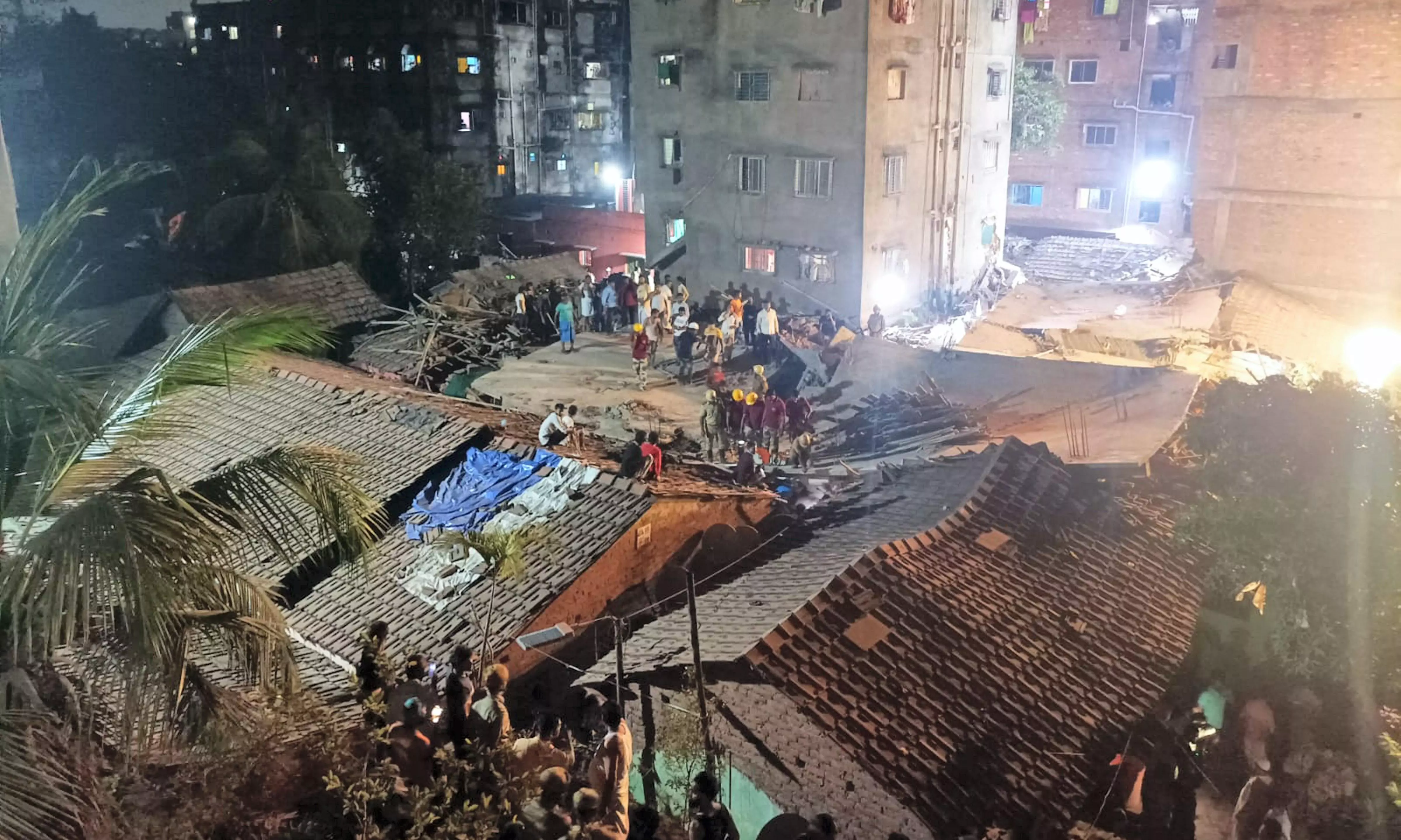 Kolkata: 2 dead as illegal under-construction building collapses on shanty