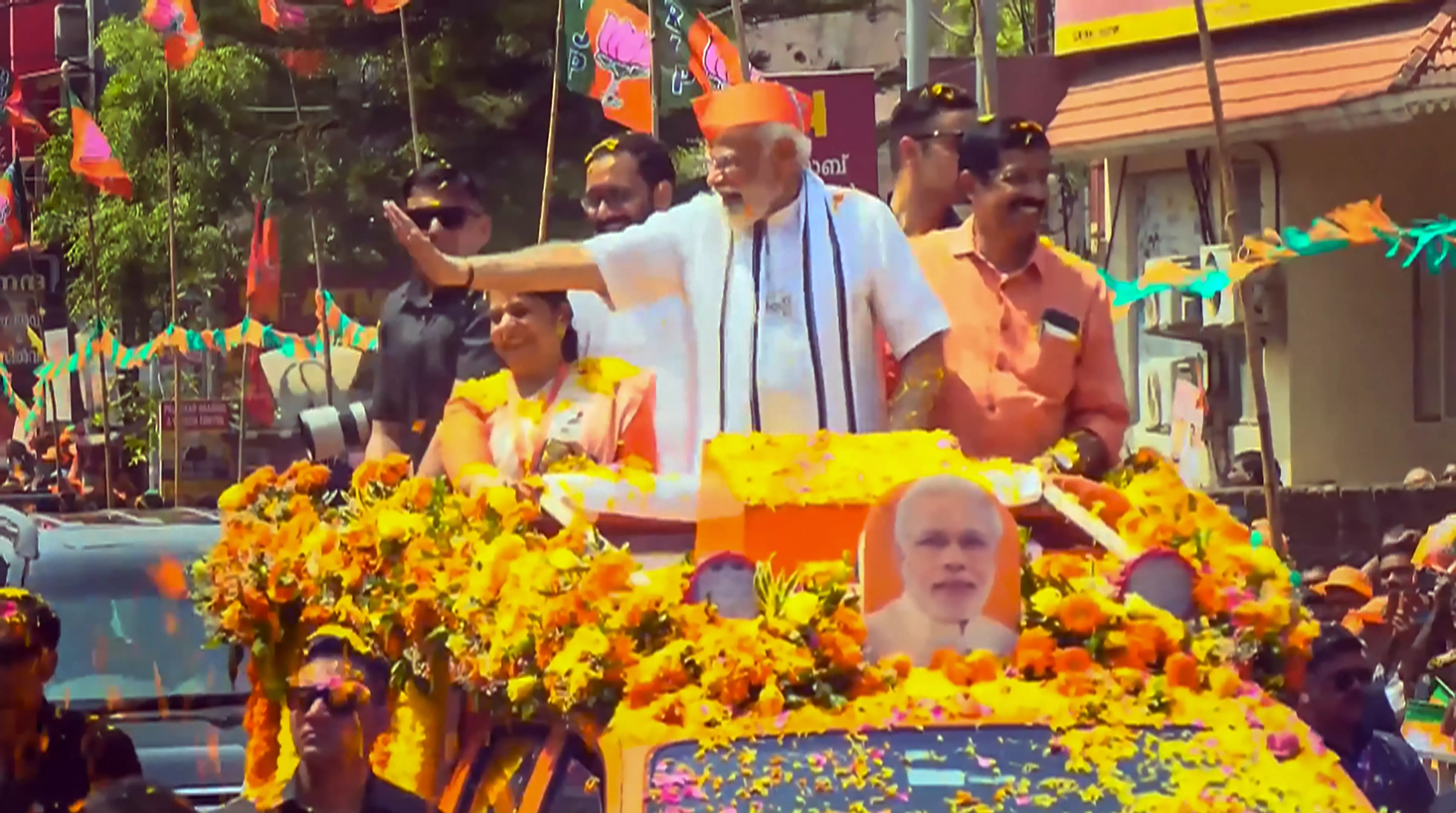 Modi holds mega roadshow in Palakkad in 5th visit to Kerala in 3 months