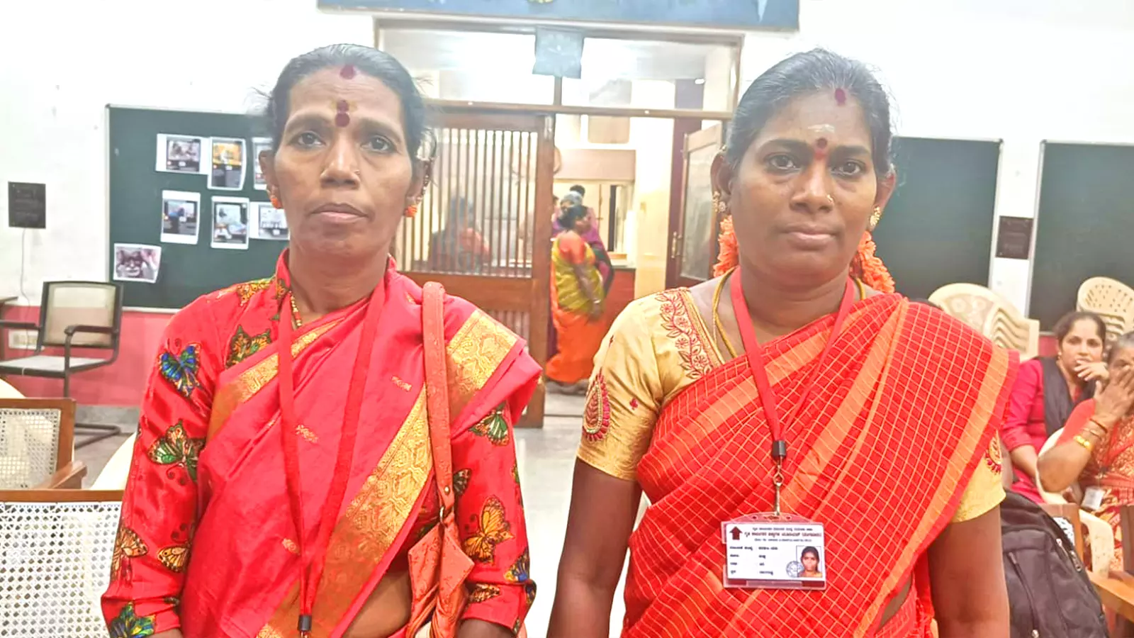 Pushpa (right) and Anu (left) are friends and members of the union.
