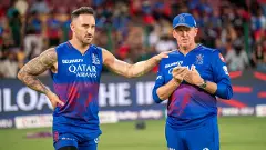 Royal Challengers Bengalurus (RCB) captain Faf du Plessis (left) and coach Andy Flower
