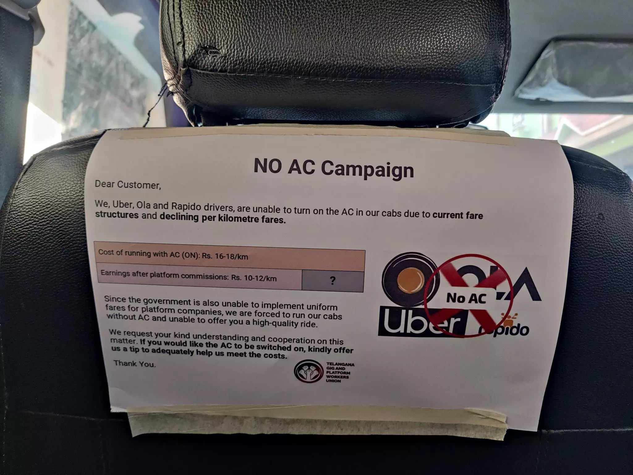 No AC Campaign, Cabs, Hyderabad, Telangana
