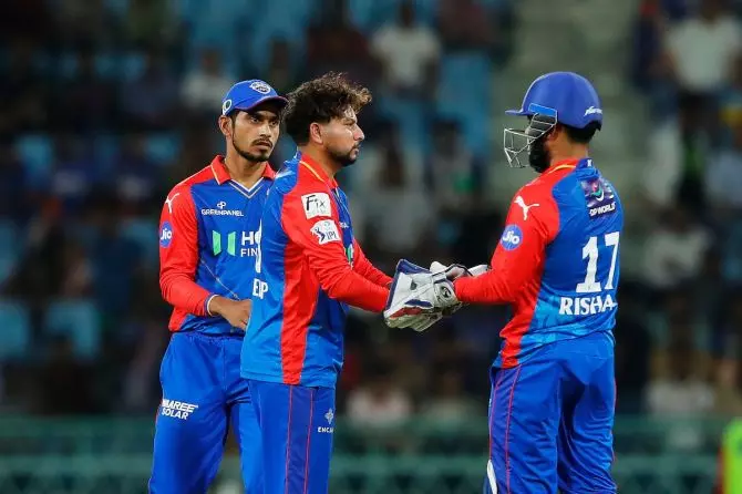 Kuldeep  Yadav (3/20) stifled Lucknow with a three-wicket haul. Photo: BCCI