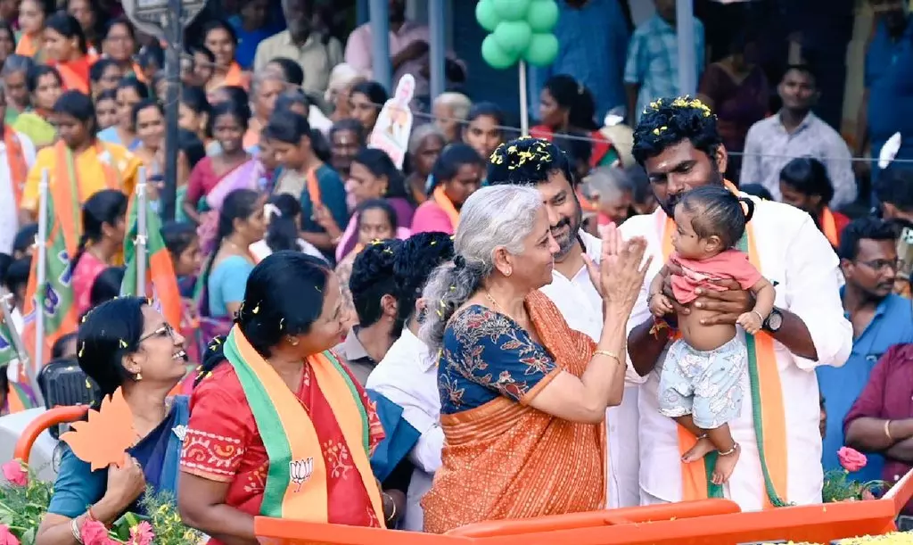 Coimbatore: Nirmala Sitharaman joins all-women poll rally for Annamalai