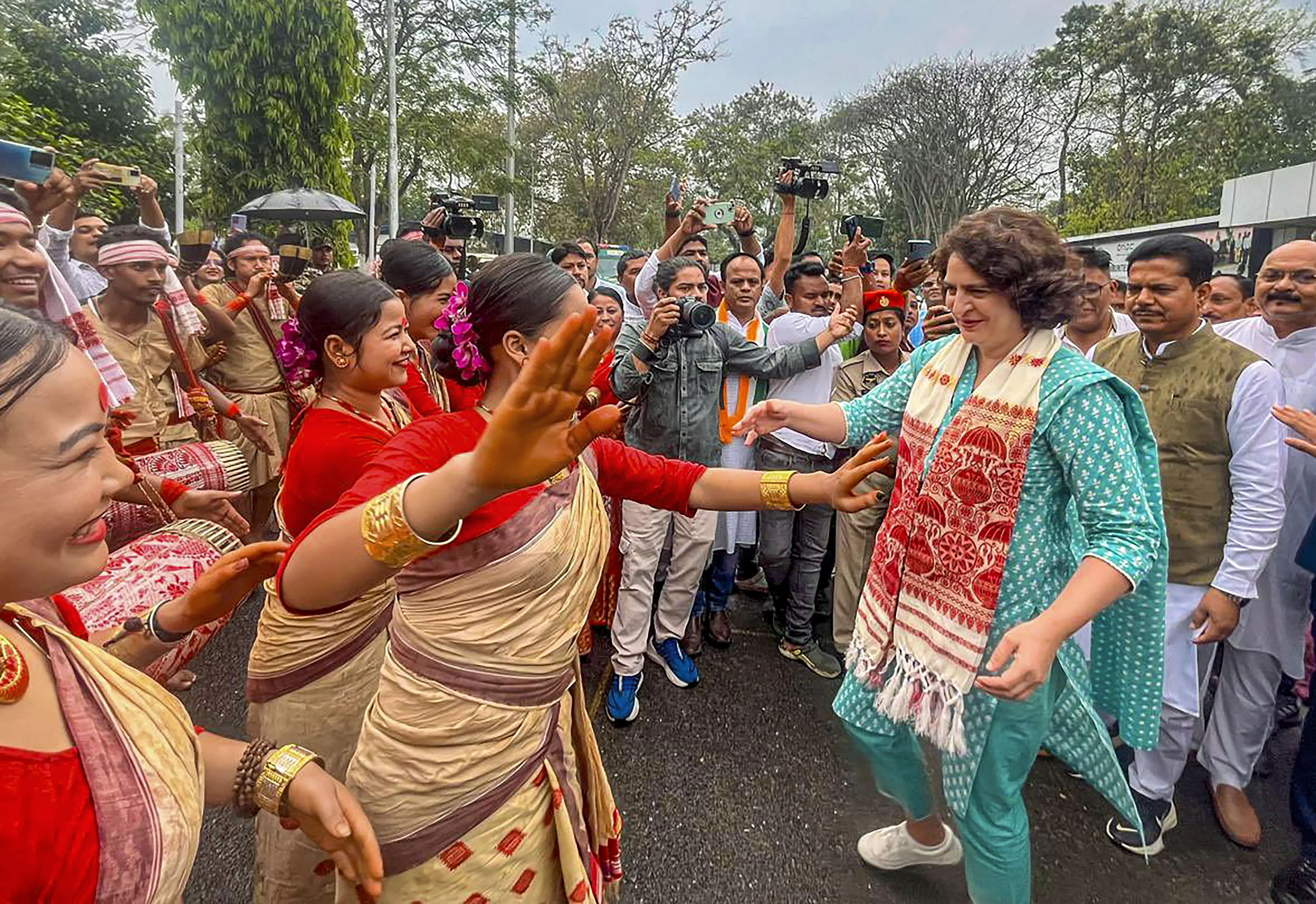 IMAGES: Priyanka Gandhi stages massive rally in Assam