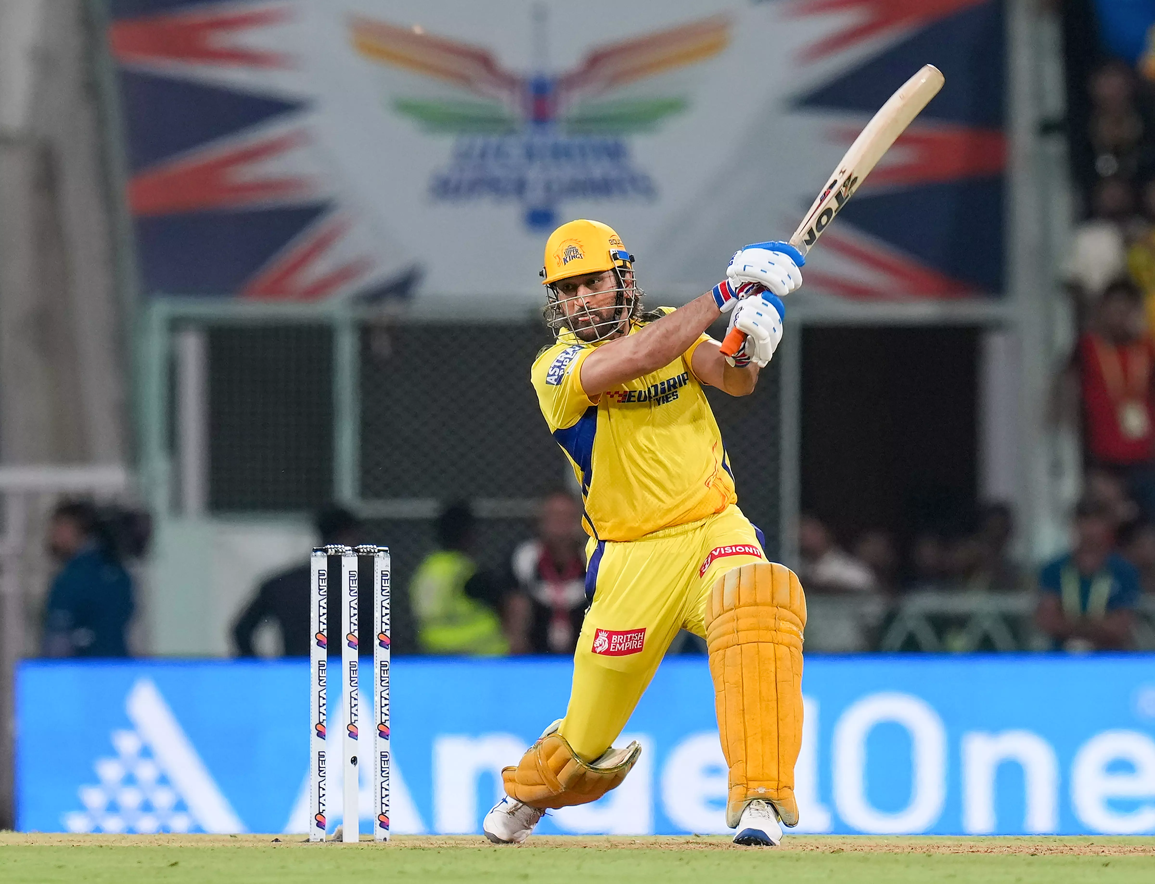 MS Dhoni in action during the Indian Premier League (IPL) match between Chennai Super Kings and Lucknow Super Giants at Ekana Cricket Stadium, in Lucknow, on Friday. PTI Photo