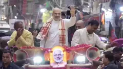 Amit Shah conducts roadshow in Silchar, Assam