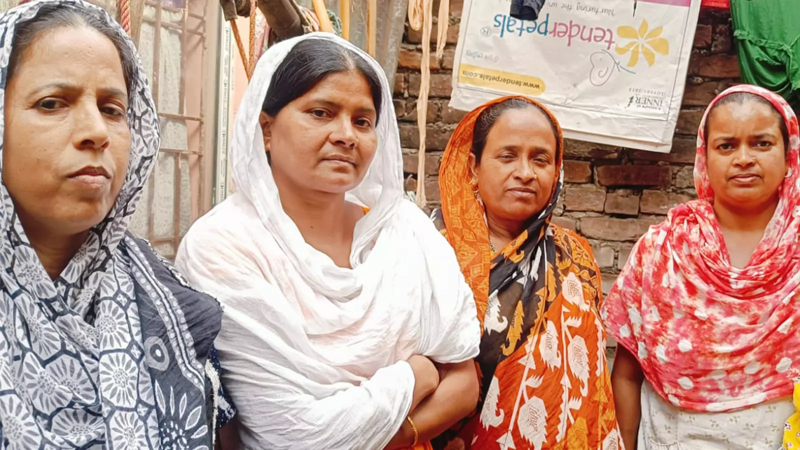 Jaleman Nehar, 45, (extreme right), a resident of Bhaskar Nagar Basti, with her friends.