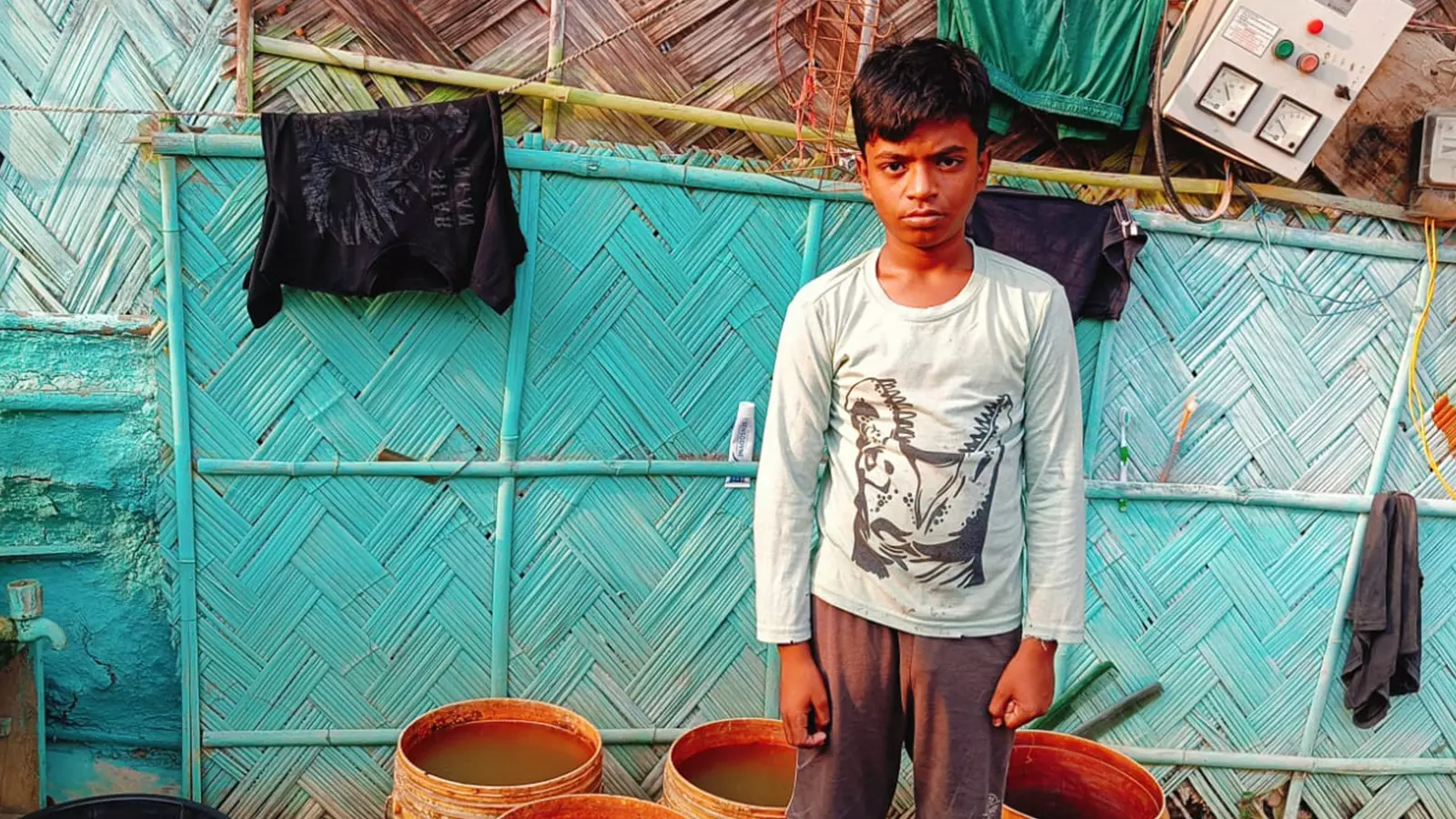 Abhinash Kumar, 13, says that water in Lala Basti cant be consumed because of its high iron content.