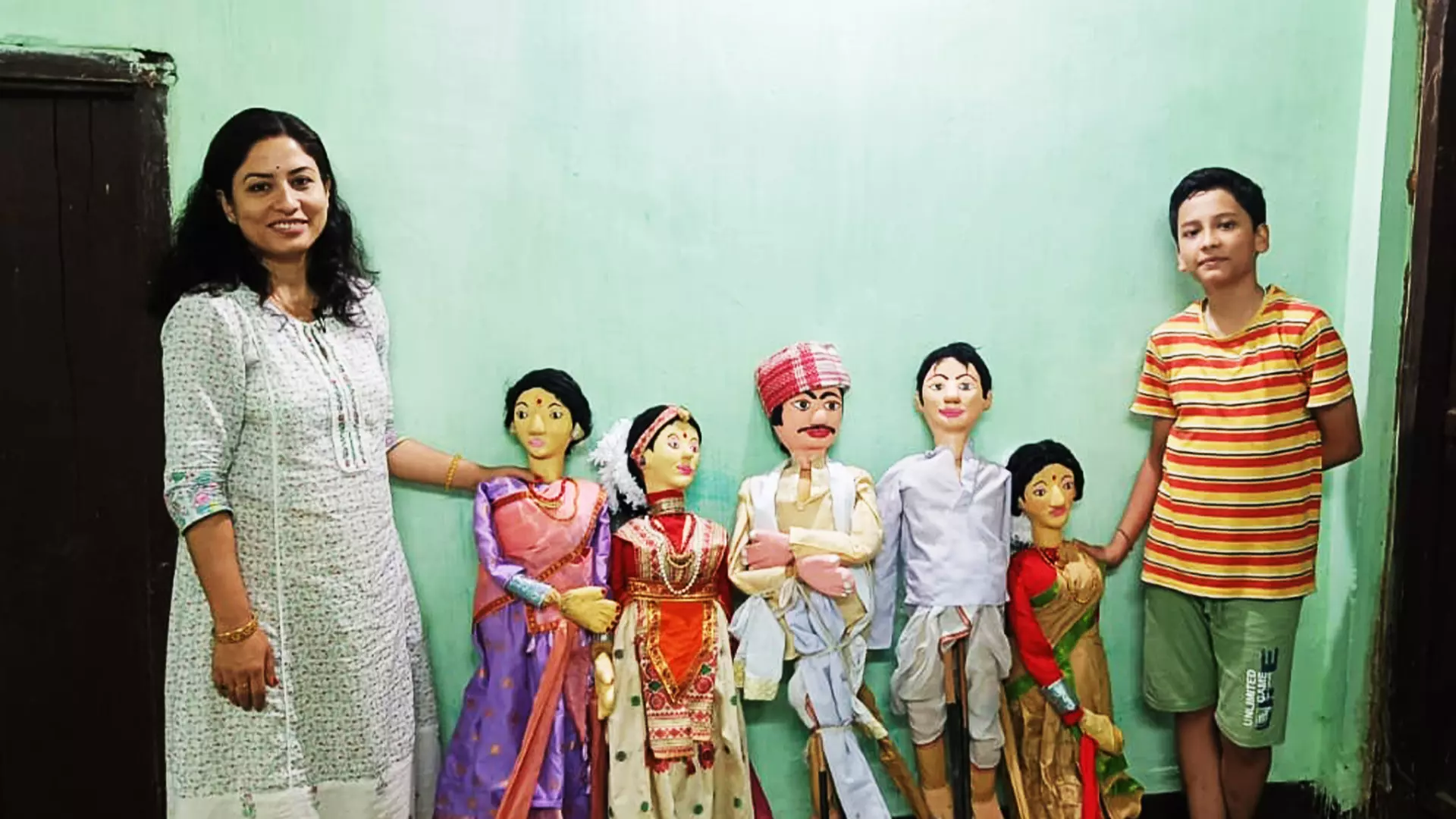 Binita Devi and her son Hardik Sharma are happiest with their puppets.