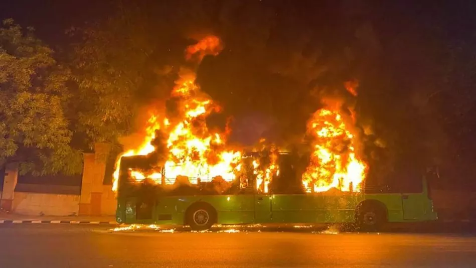 bus on fire