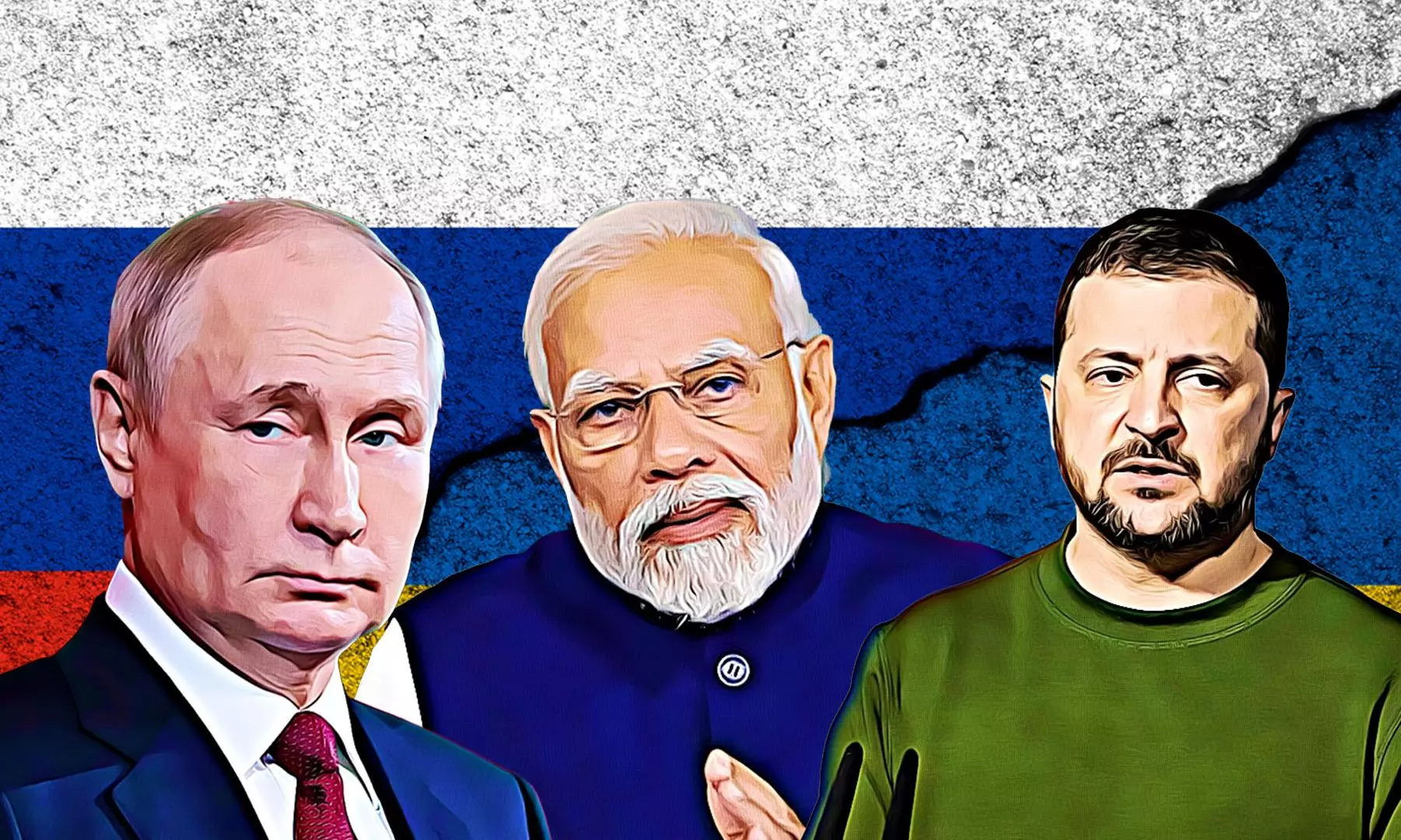 Putin, Modi, Volodymyr Zelenskyy
