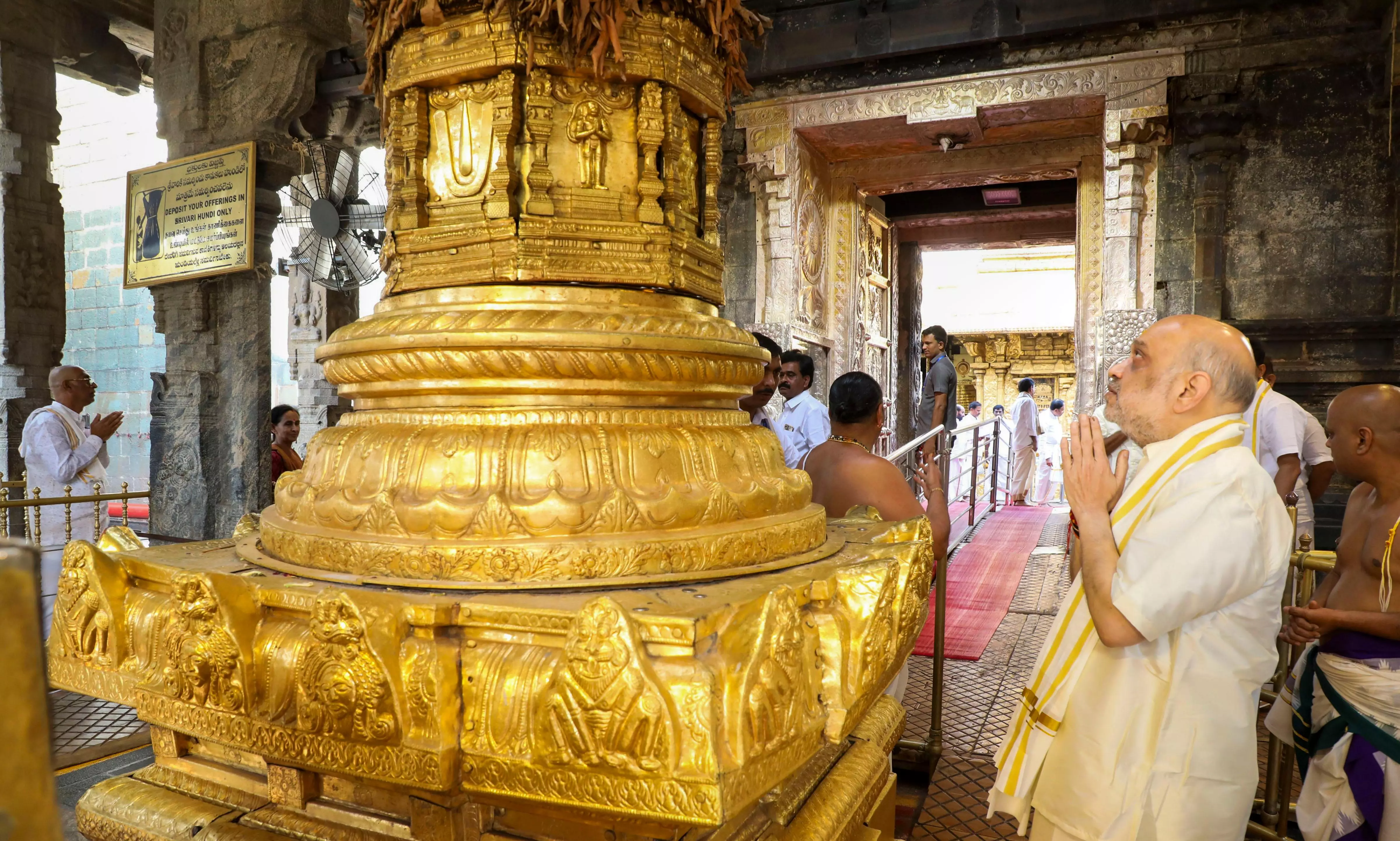 Amit Shah prays at Sri Venkateswara Temple in Tirupati