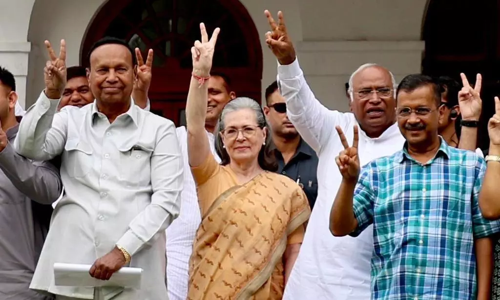 INDIA bloc to win at least 295 seats, claims Congress chief Kharge after alliance meet