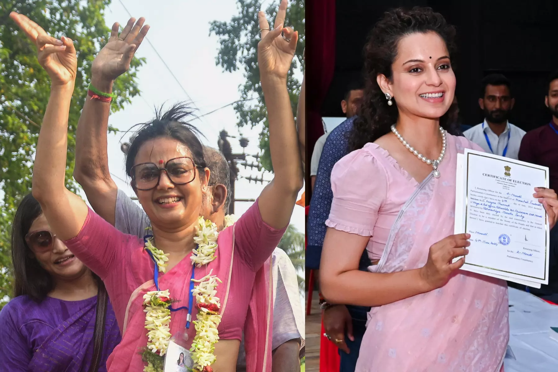 TMCs Mahua Moitra (left) and Kangana Ranaut (BJP)