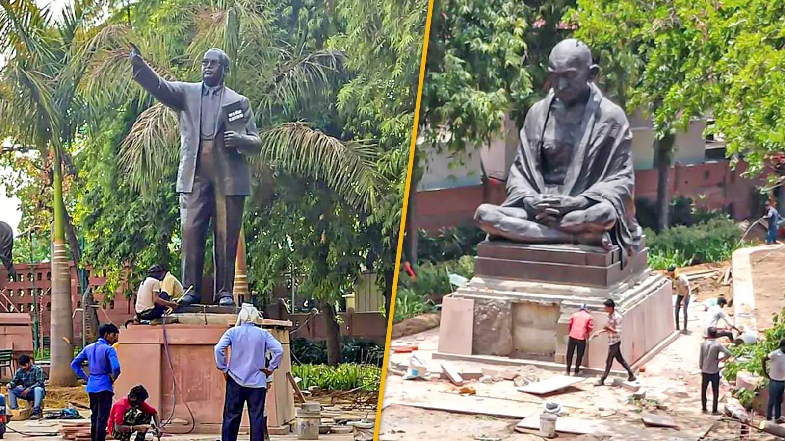 Ambedkar Gandhi statues
