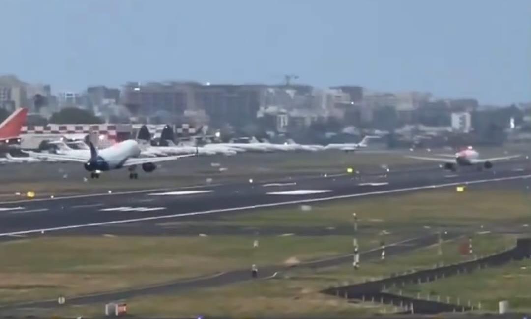 Close call in Mumbai | IndiGo touchdown, Air India takeoff moments apart on same runway