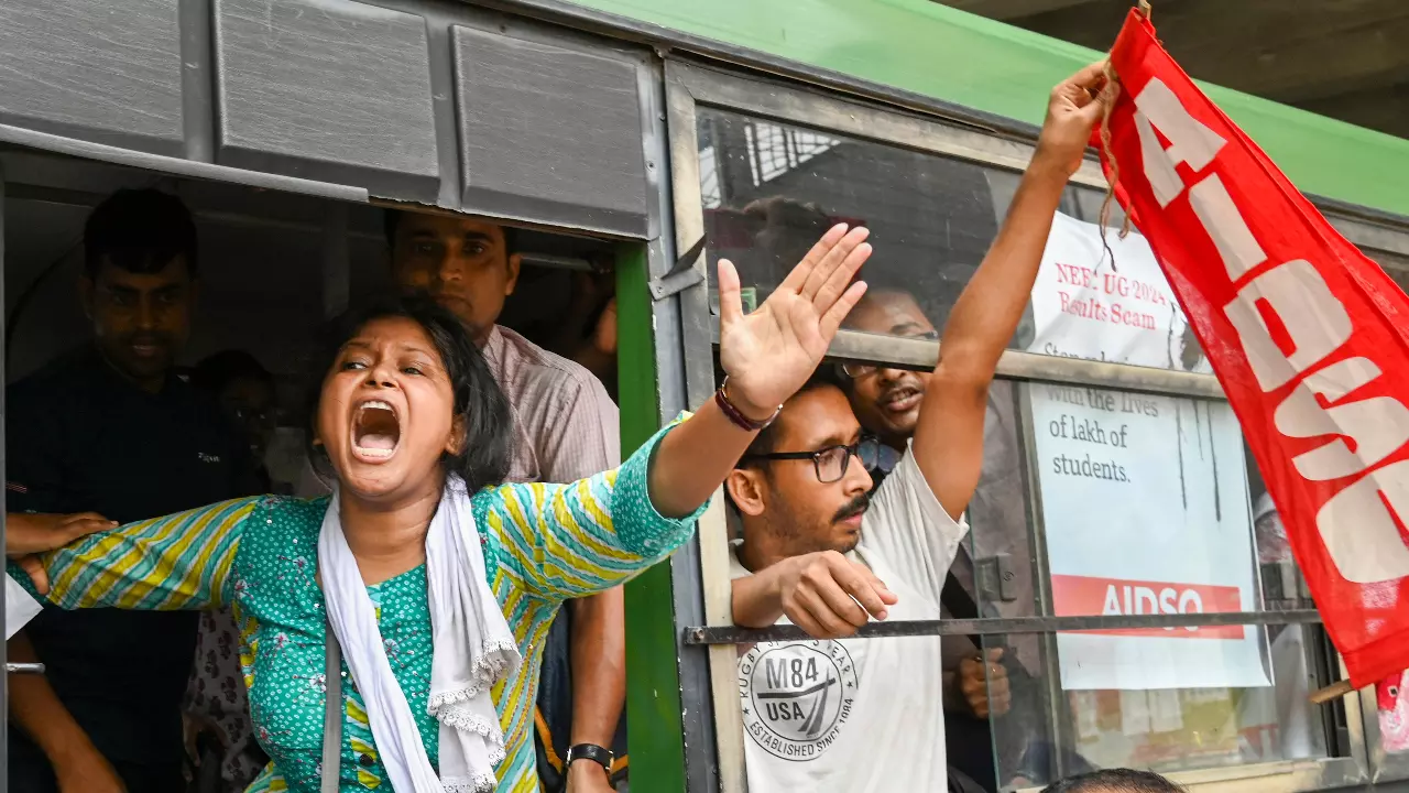 NEET-UG candidates protest, demand probe into alleged exam paper leak