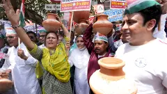 Delhi water crisis: Congress holds matka phod protests