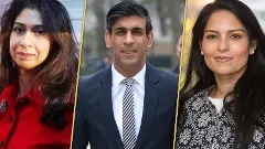 Suella Braverman, Rishi Sunak and Priti Patel
