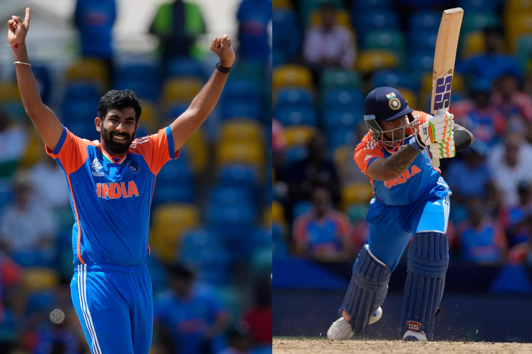 Jasprit Bumrah (left) and Suryakumar Yadav