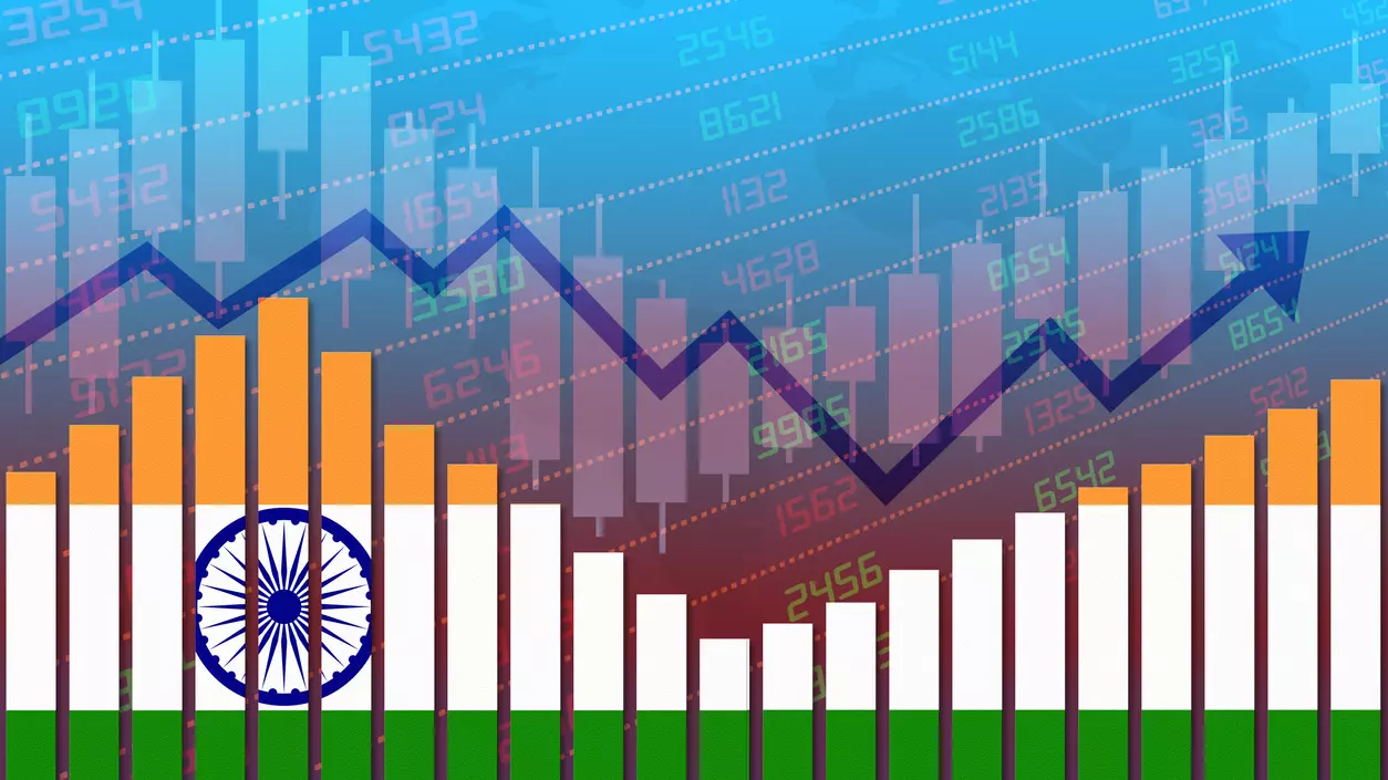 Indian economy flag with graphs and arrow
