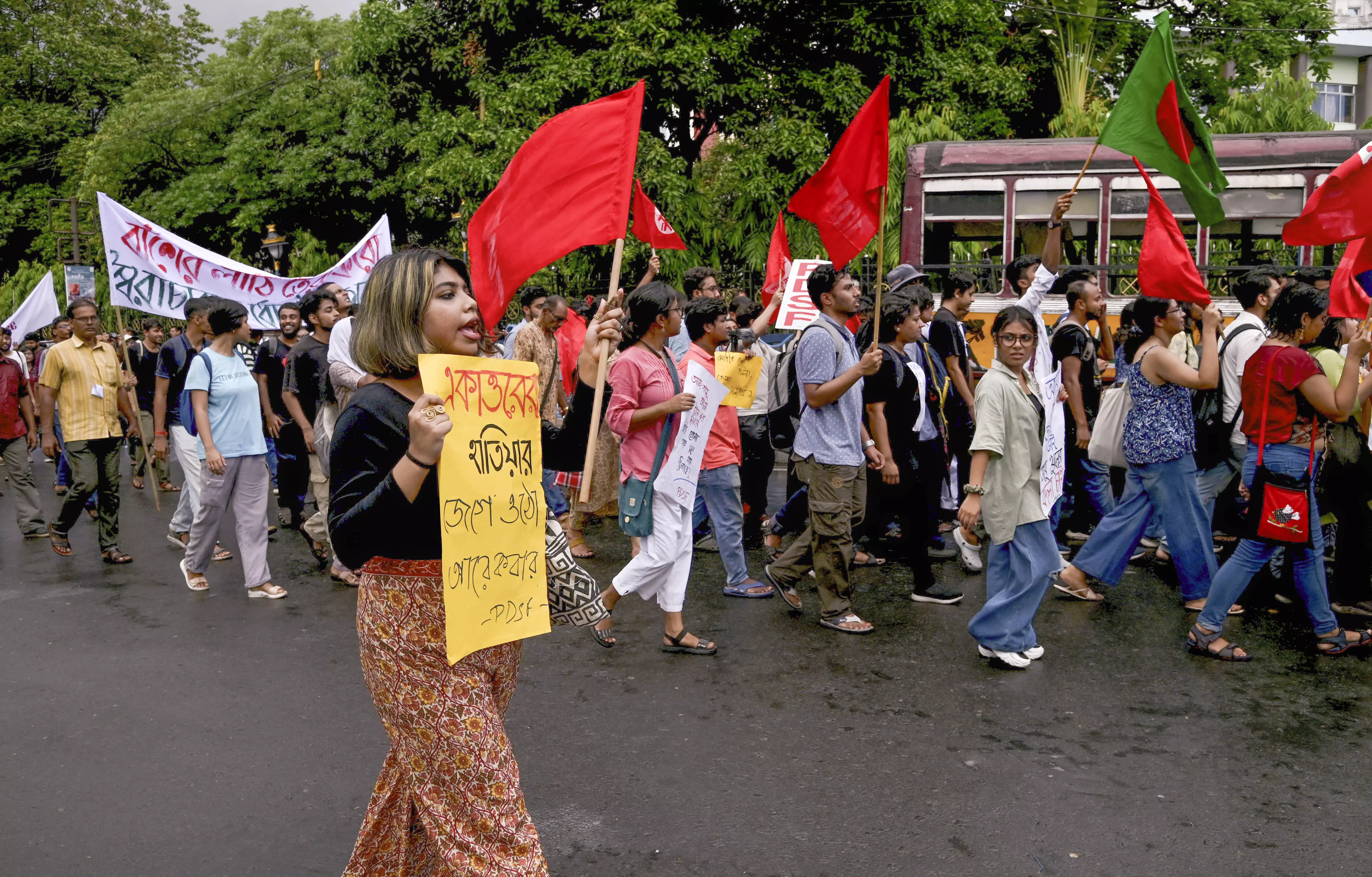 Protests, Bangladesh, Kolkata, Students