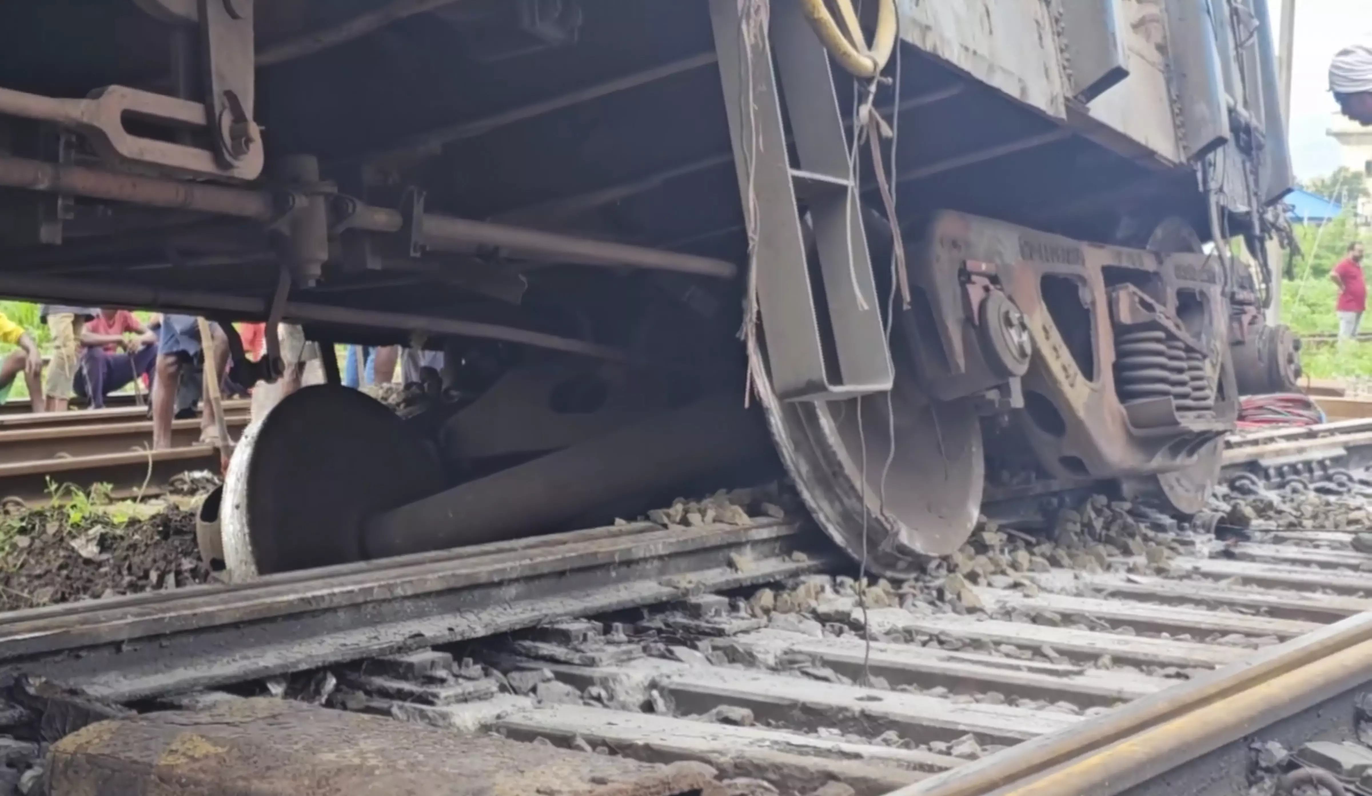 Coach of a goods train after being derailed