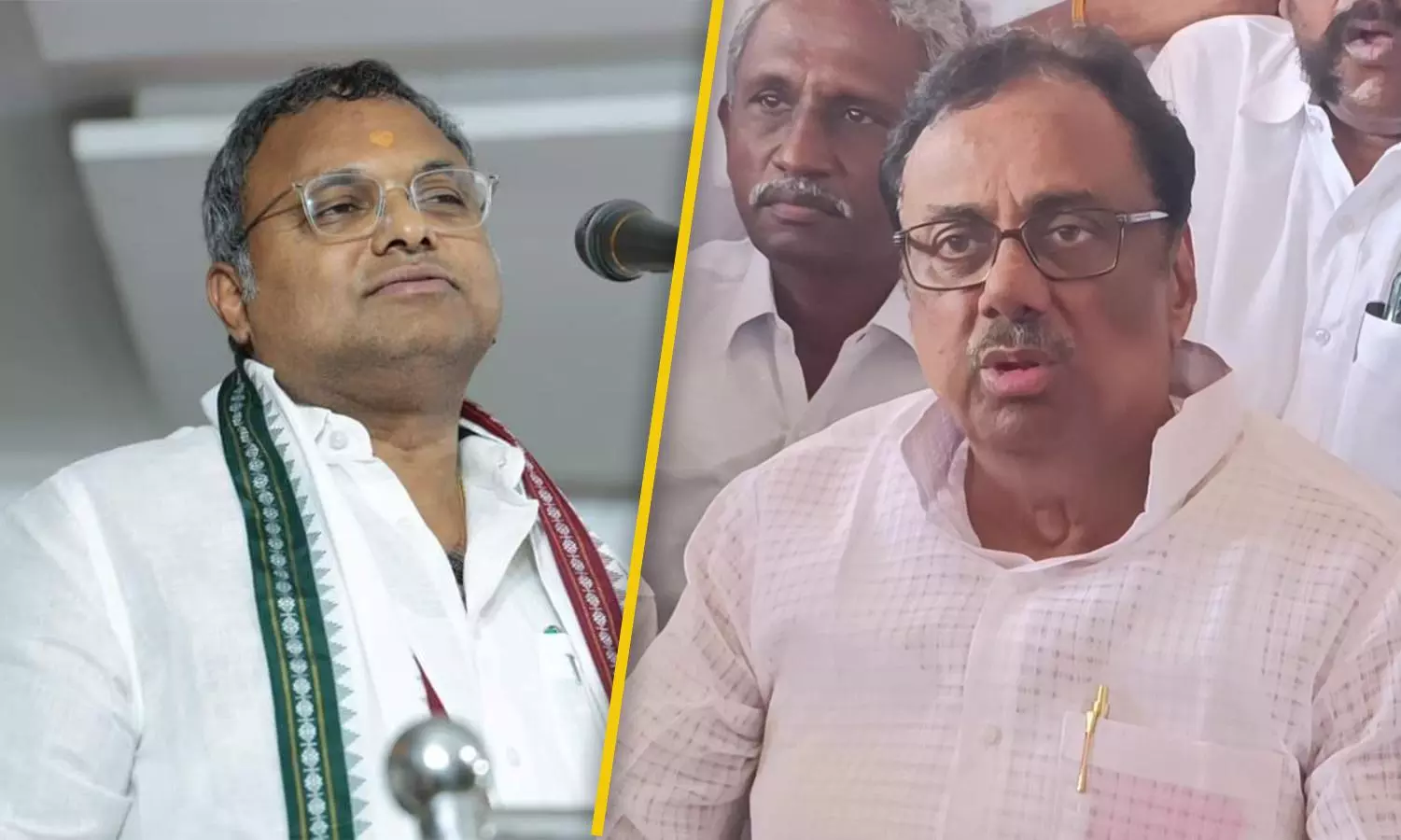 Tamil Nadu Congress leaders Karti Chidambaram and EVKS Elangovan