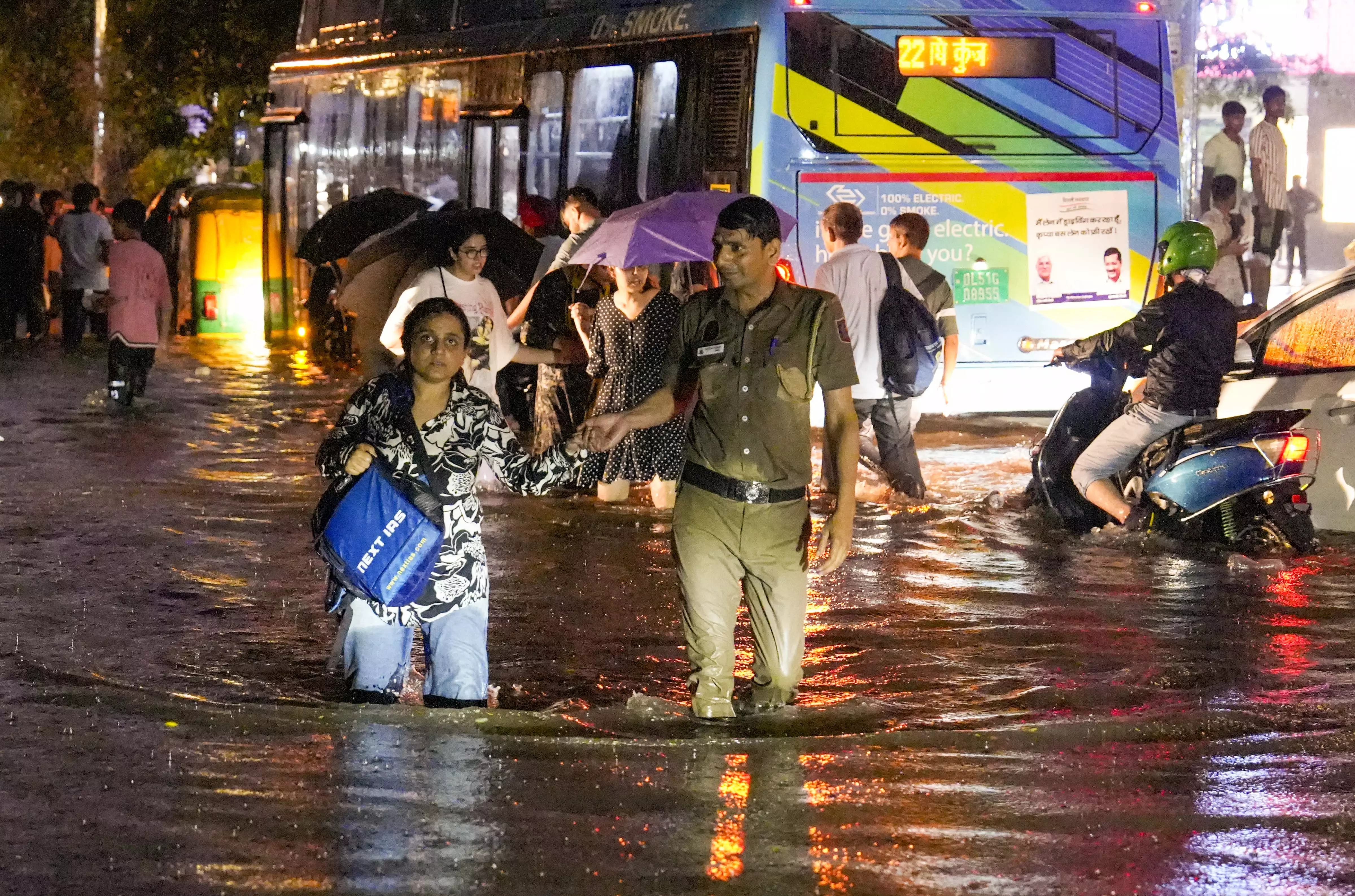 Delhi flooded again after heavy rain; 2 dead; flights diverted; schools shut