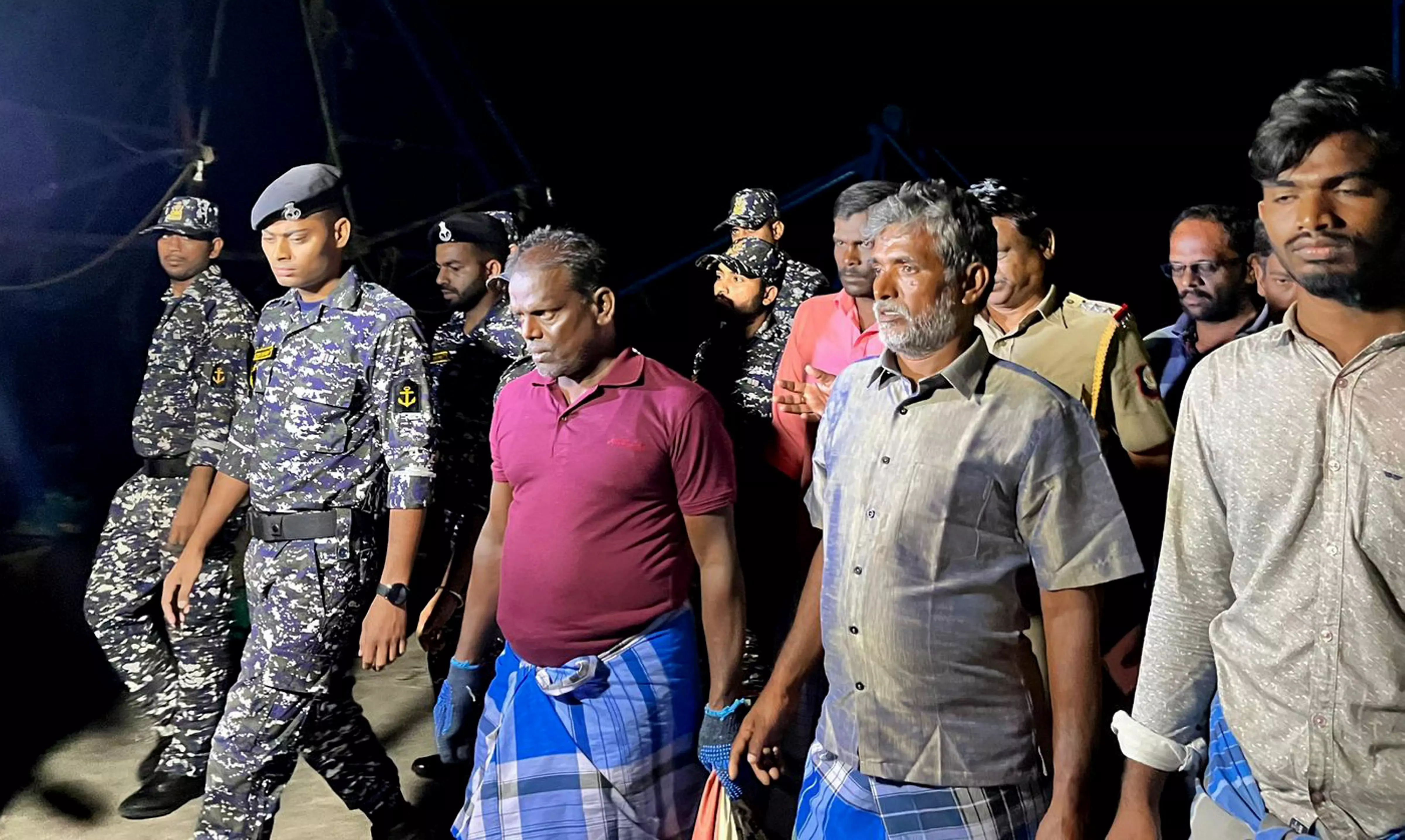 Sri Lanka releases recently held fishermen to Indian Naval officers