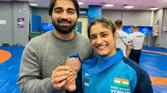 Wrestlers Vinesh Phogat and her husband Somvir Rathee