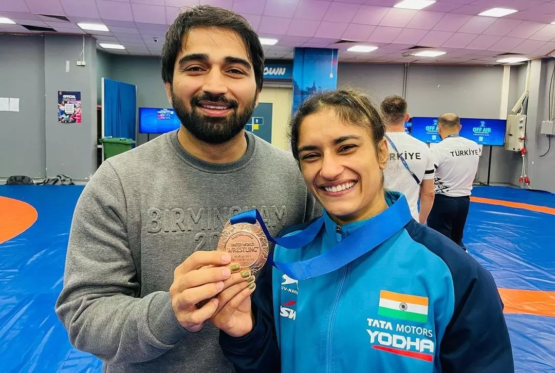 Wrestlers Vinesh Phogat and her husband Somvir Rathee