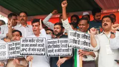 Cong protests, demands SEBI chiefs resignation and JPC probe into Adani issue