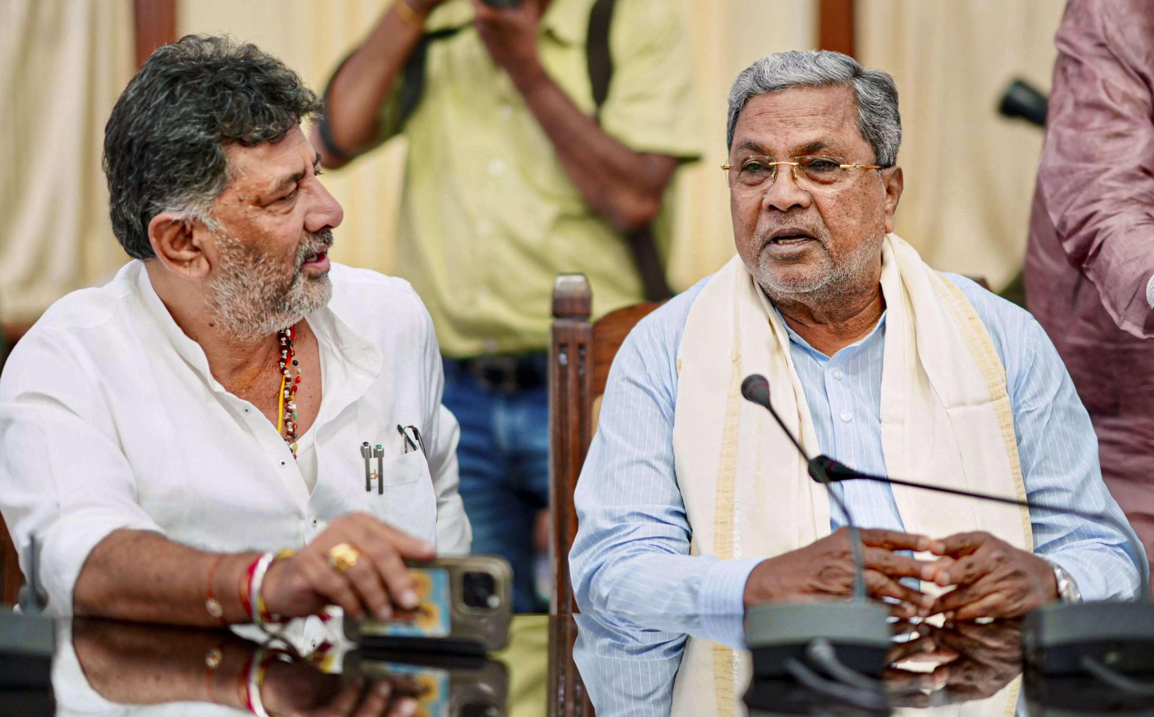 Karnataka Chief Minister Siddaramaiah and Deputy Chief Minister D K Shivakumar