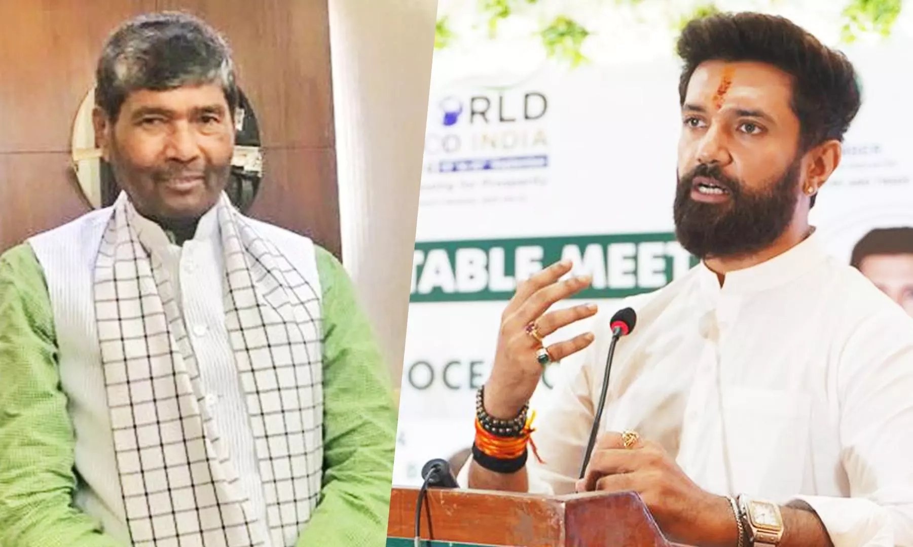 RLJP chief Pashupati Paras and his nephew and LJP (Ram Vilas) chief Chirag Paswan in file photos.