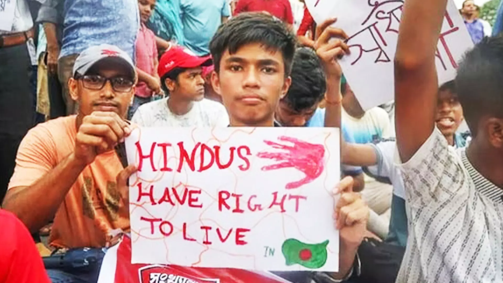 A Hindu protester in Bangladesh.