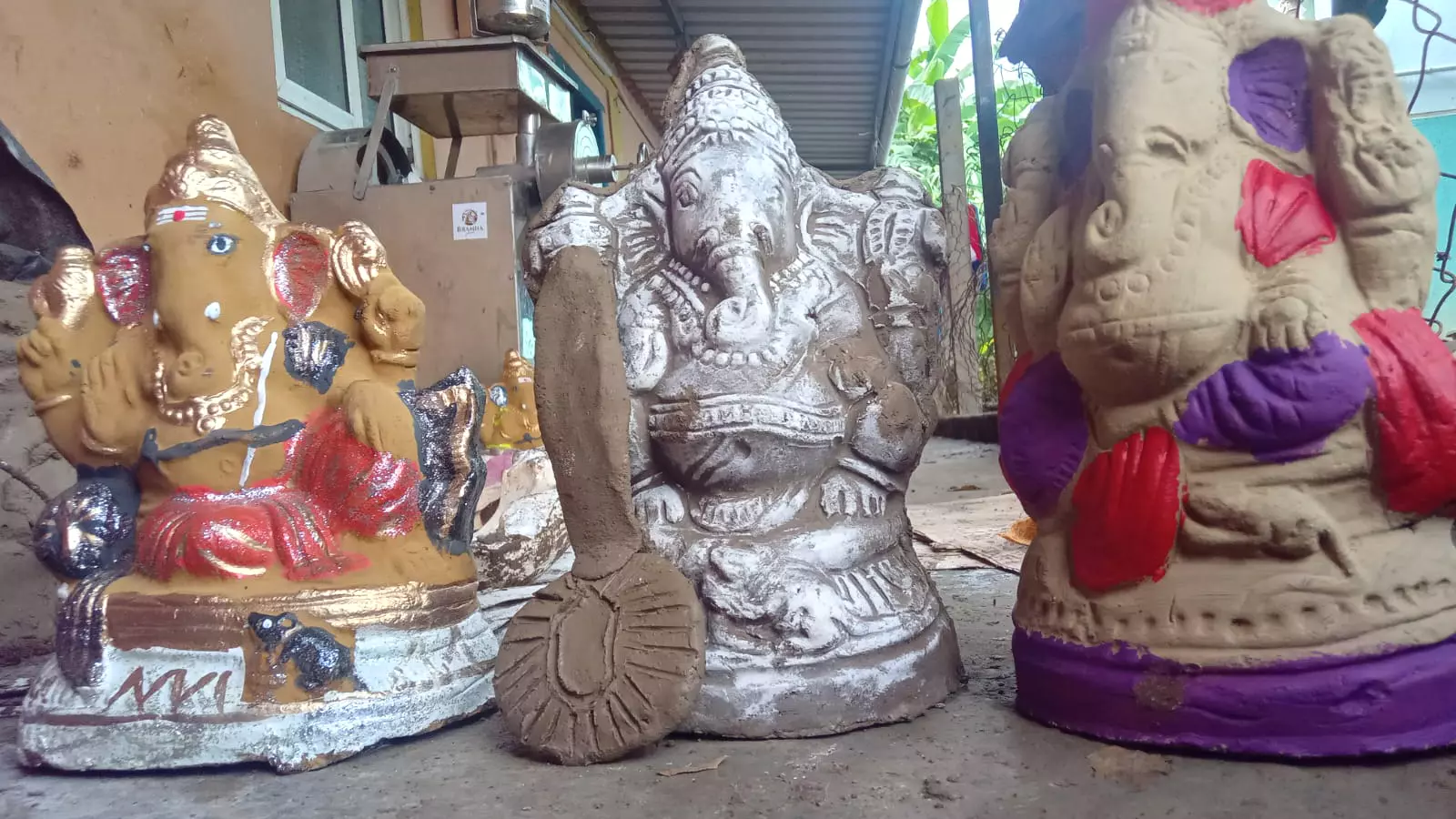 A Ganesha idol with a Olympic medal made of clay. Photos: Pramila Krishnan