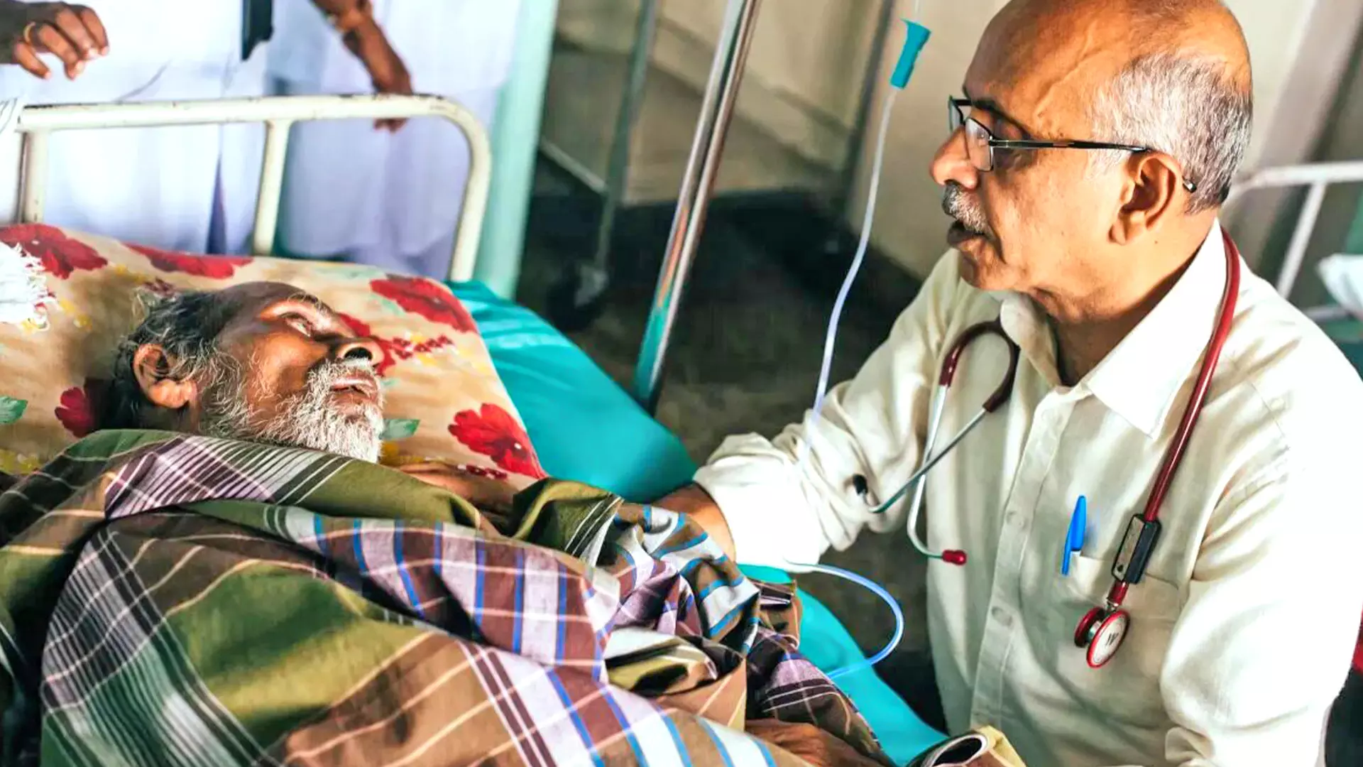 Dr MR Rajagopal, regarded as the father of Indias palliative care movement, with a patient.