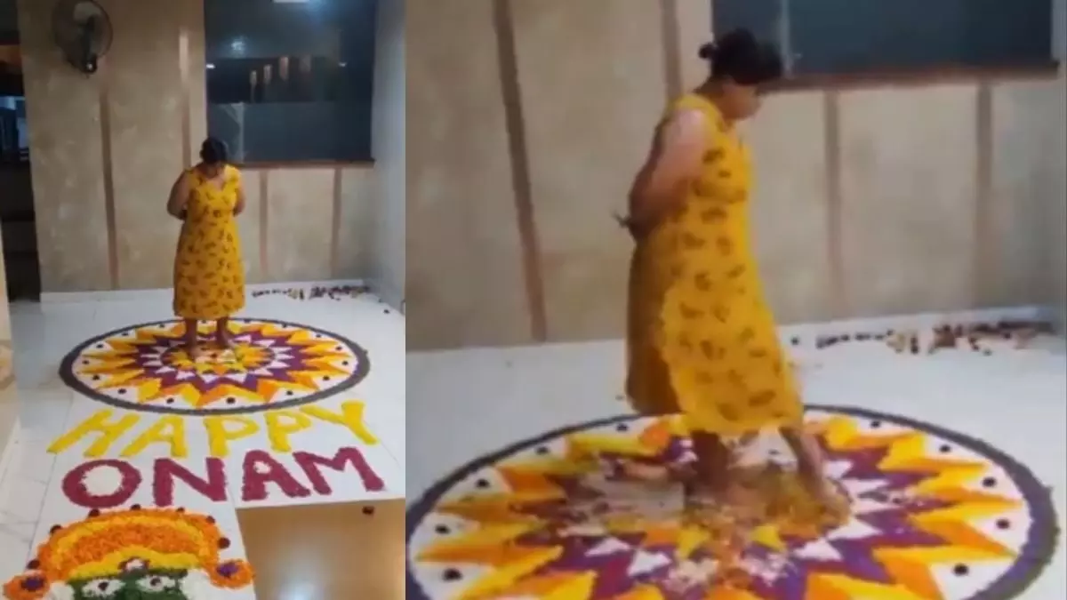 Bengaluru: FIR against woman for vandalising Onam flower display