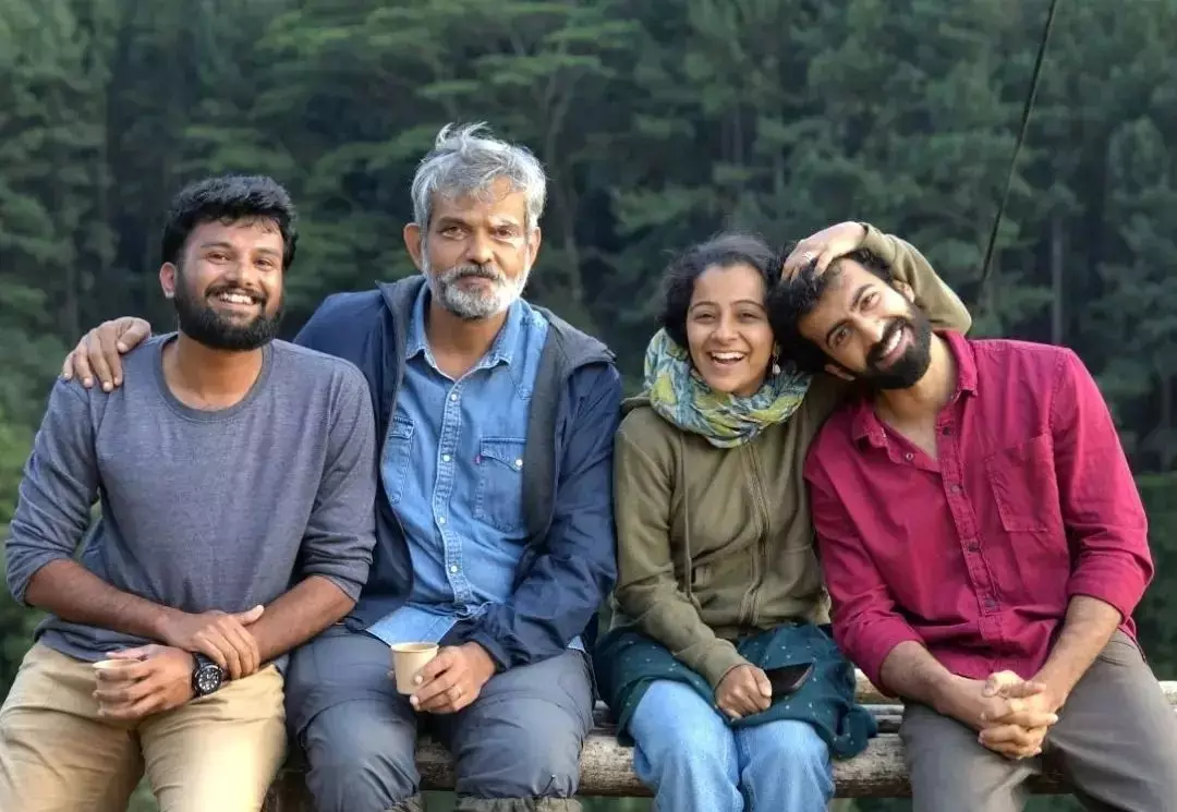 Rajeev Ravi with Darshana Rajendra and Roshan Mathew during the shoot of Paradise. Photos courtesy of Rajeev Ravi Fan Page on Instagram