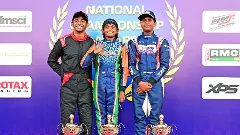 National Karting champions Ruhaan Alva, Rivaan Dev Preetham and Arafath Sheikh