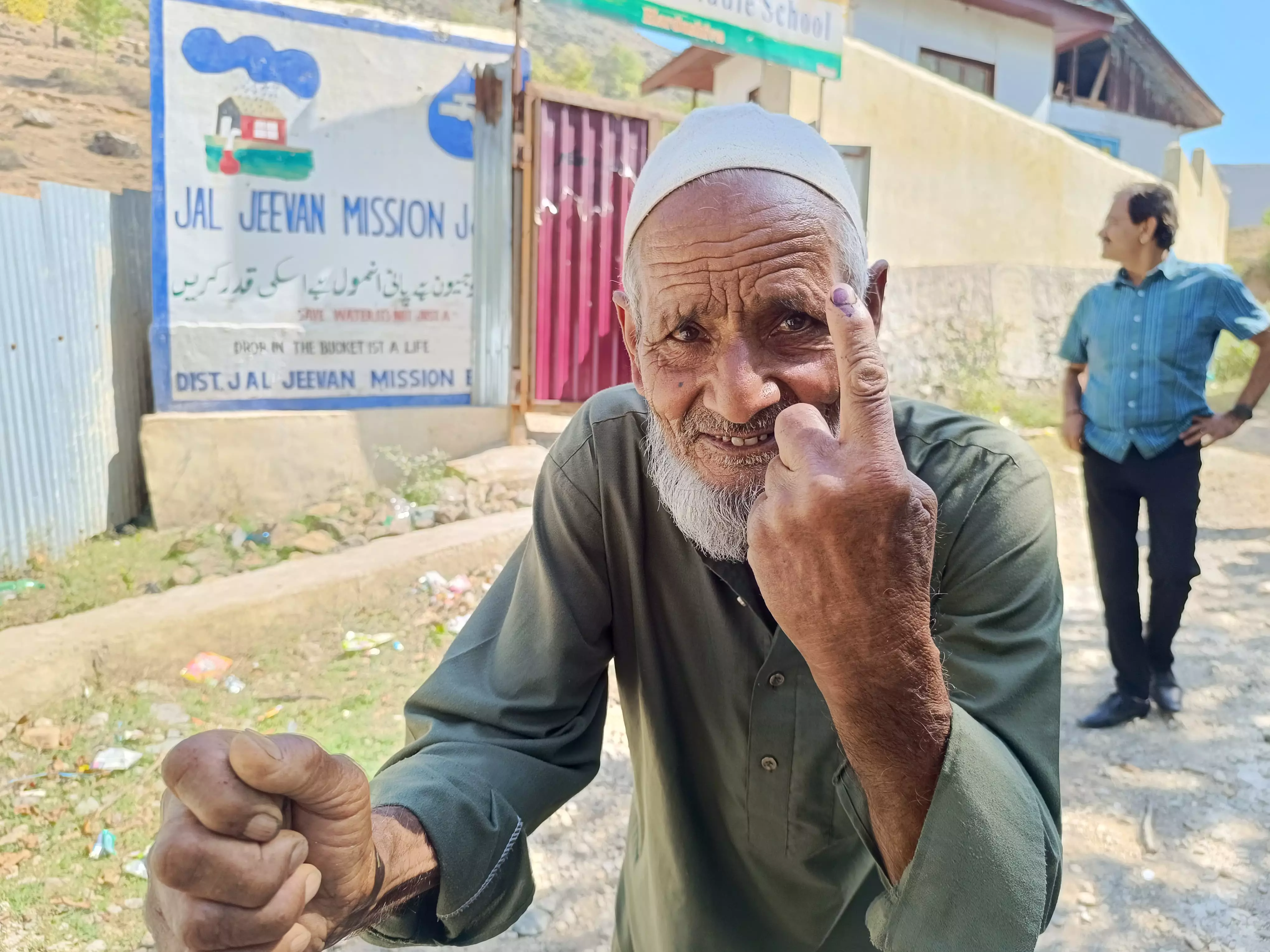 A voter in Langate Assembly segment, Kupwara district of north Kashmir. 