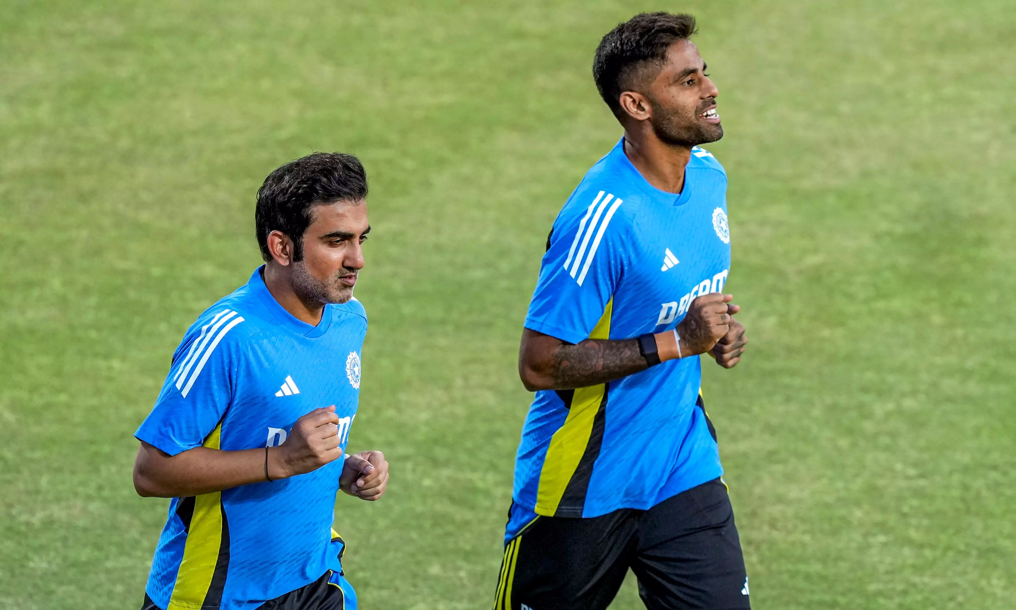 India T20I captain Suryakumar Yadav (right) with head coach Gautam Gambhir