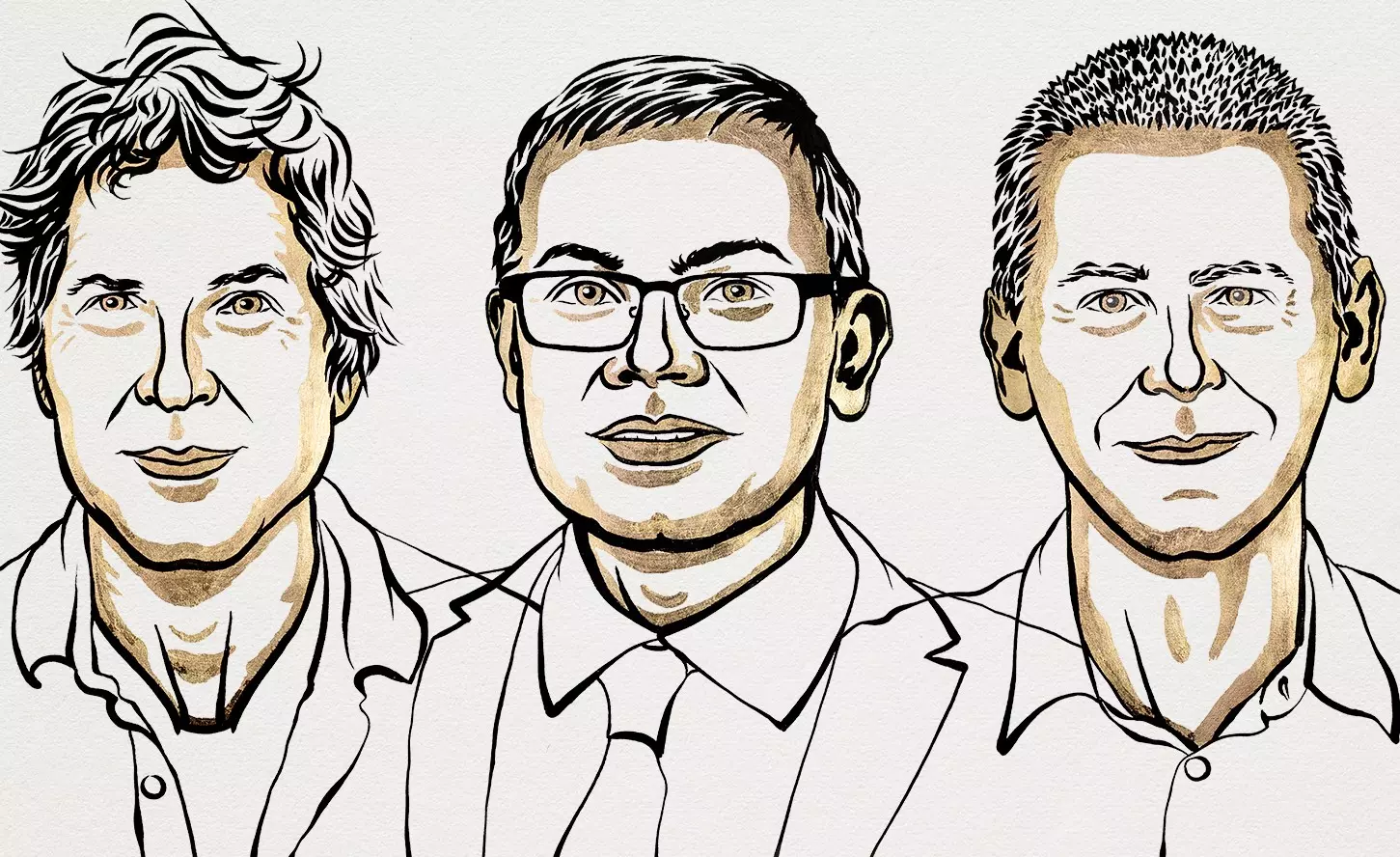 Nobel Prize in Chemistry 2024 winners. From left: David Baker, Demis Hassabis, and John Jumper