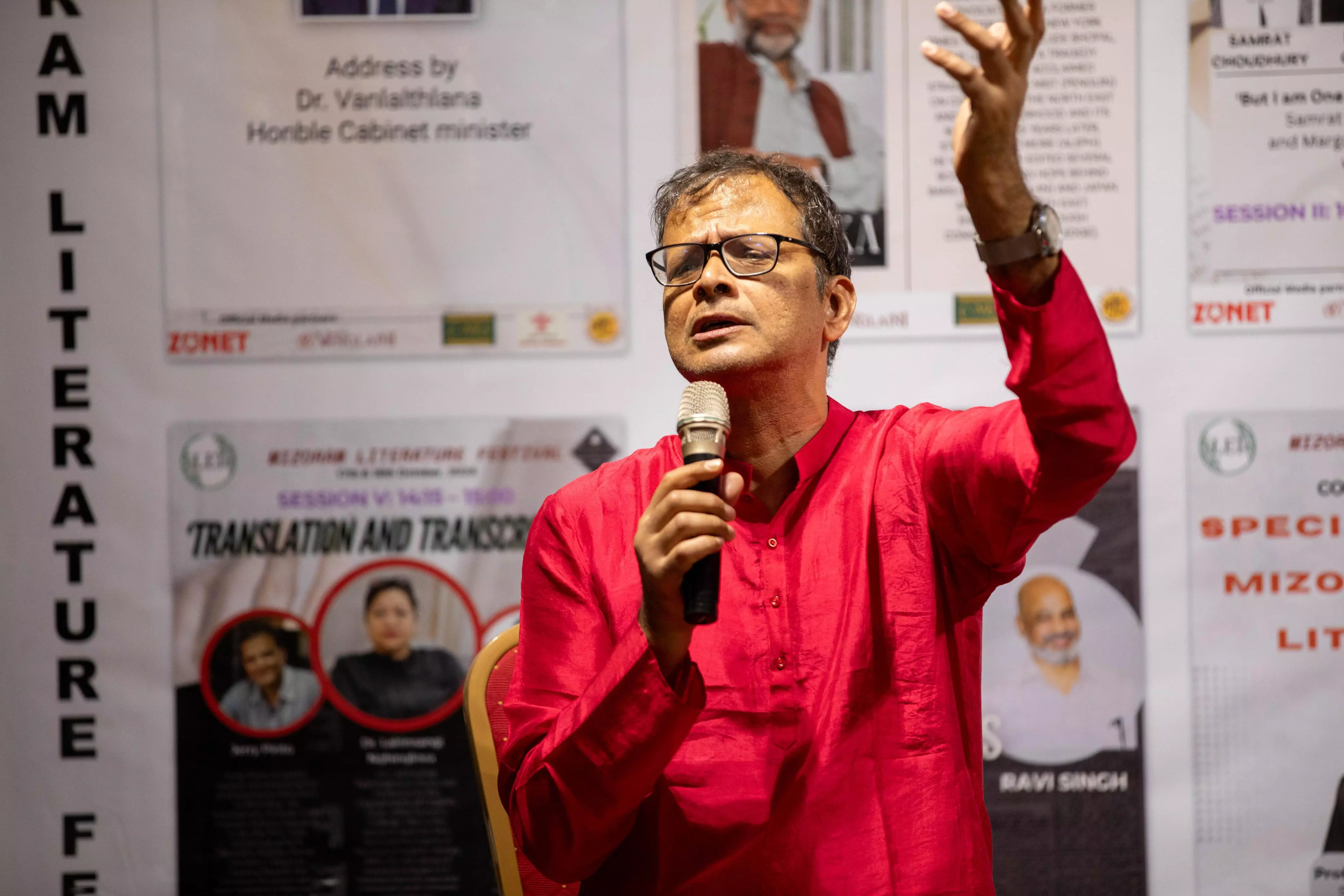 Award-winning author, journalist and translator Jerry Pinto speaking at the literature festival.